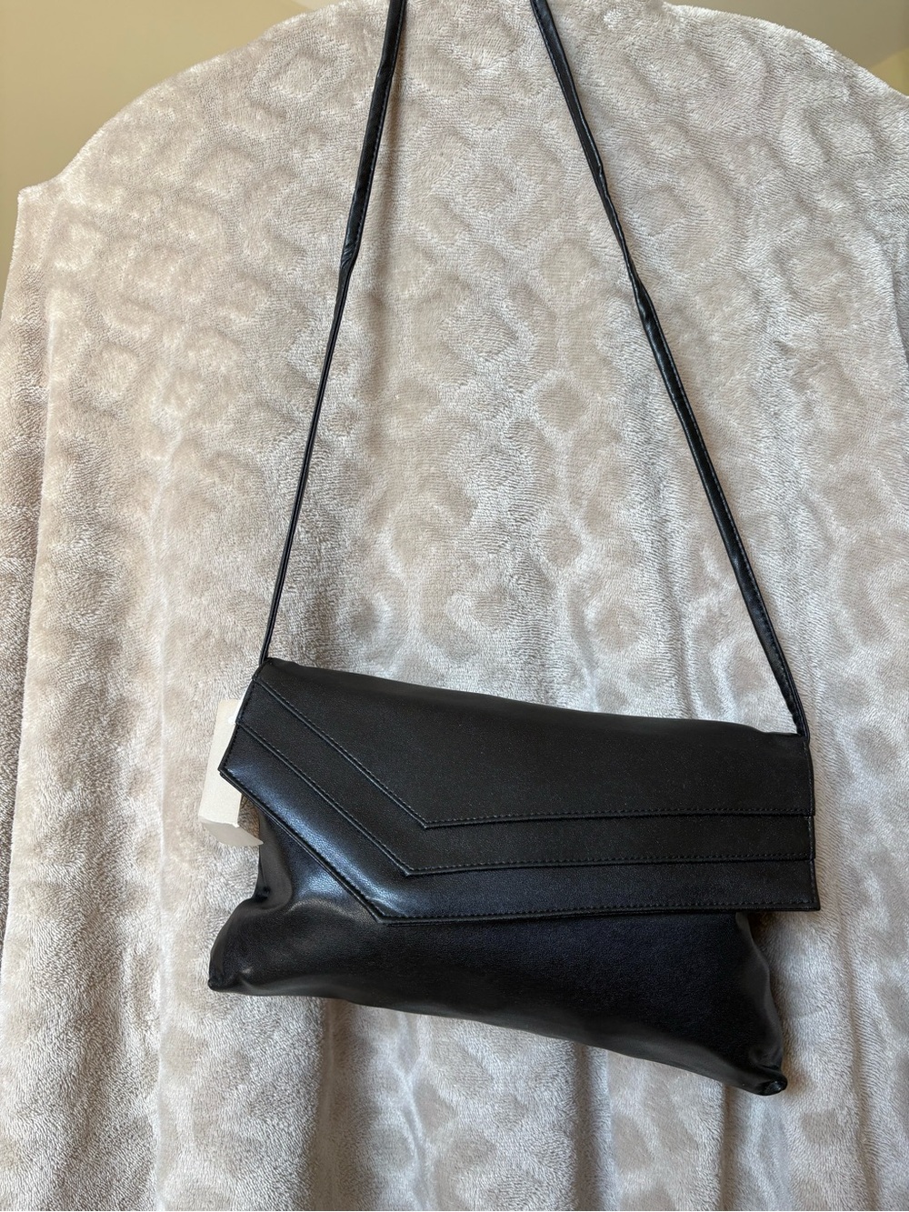 Vintage NWT Black Envelope Crossbody Bag Made in Korea 80s 90s
